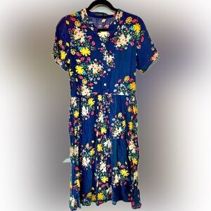 Zayful Short Sleeve Button Up Gauzy Floral Shirt Dress XL